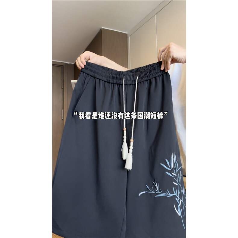 抖音品质夏季新中式潮刺绣宽松短裤五分裤B315-K24129-p35控48,男装牛仔裤,电商B315