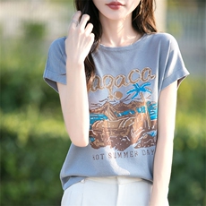 2025椰树圆领短袖百搭时尚简约，女装T恤，萱芳婷羊绒