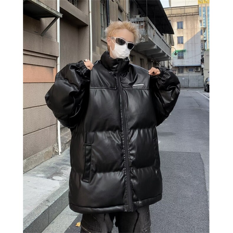 F88-P85美式复古加厚立领棉服外套2024冬季设计感PU皮棉衣男,男装棉衣,星座512-6