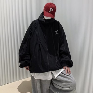 美式机能风山系户外冲锋衣外套男春季高街潮牌宽松夹克 W7144-P52图片