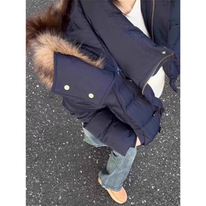 【有货】DMF206-批85藏青色连帽毛领短款棉衣棉袄女新款加厚外套图片