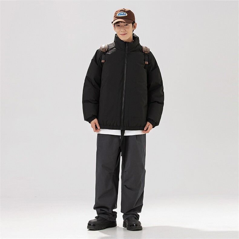现货冬季美式休闲加厚雪山外套夹克立领纯色三防户外工装棉服,男装夹克,电商A486-1