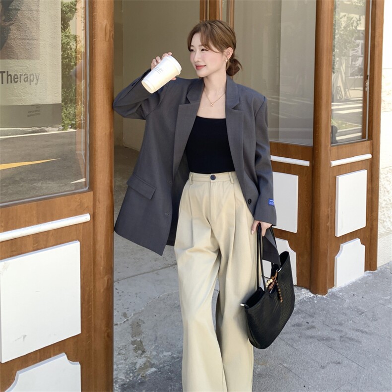210-3283-P145-k208韩版灰色休闲西装2025年秋季,女装西装,韩蜜菓