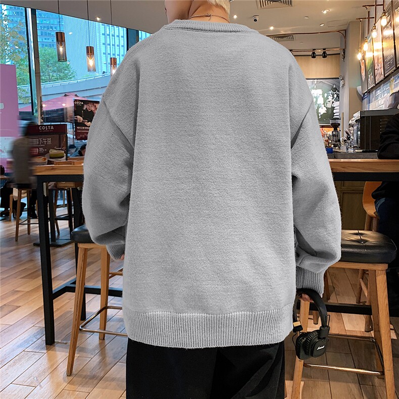 1港风宽松中性情侣潮流纯色大码M-5XL毛衣男外套7979P45加绒P55,男装针织衫/毛衣,星座226-2