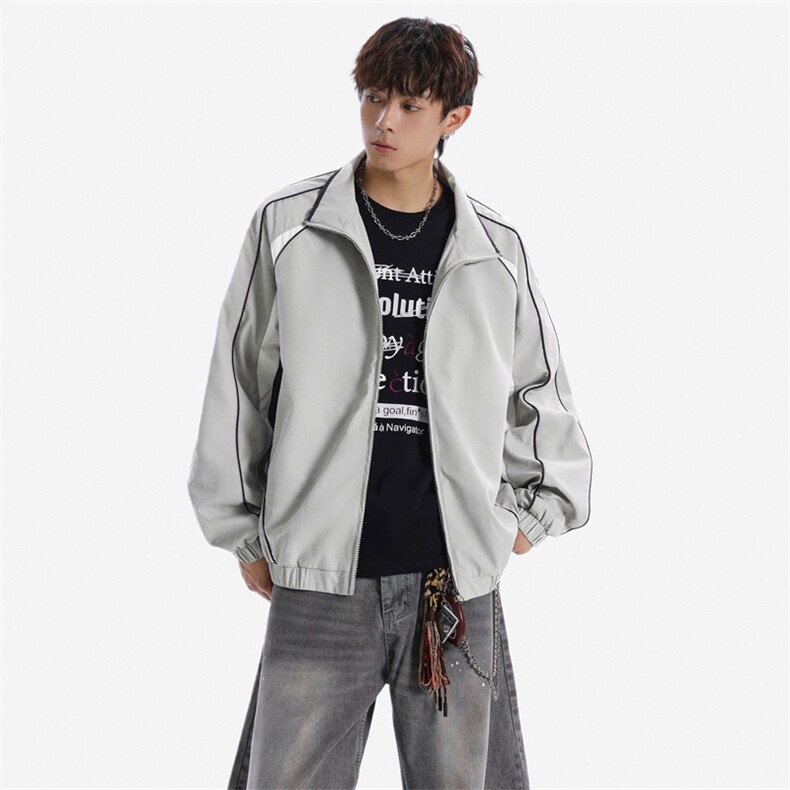潮牌美式撞色拼接运动立领外套男宽松百搭夹克JK01572-P75,男装夹克,星座308B-2