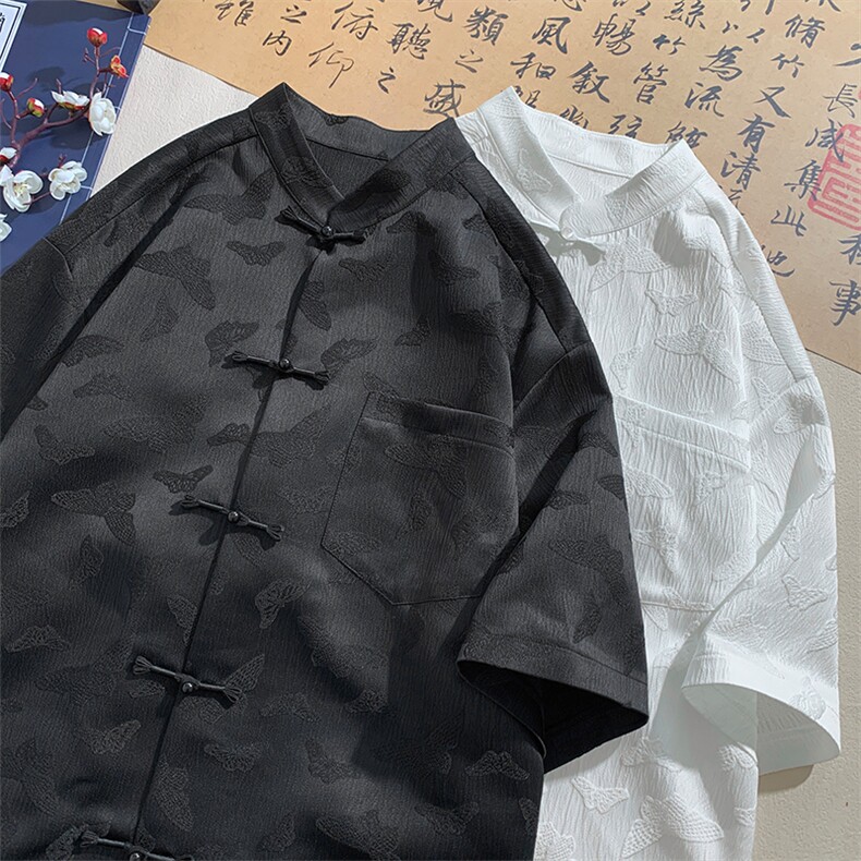 2024 夏季新款 港风摆拍大码风提花短袖衬衫M-5X HC24221-P60图片