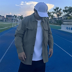 Y005衬衫大码夹克外套秋装休闲文艺中青年开衫多口袋薄款夹克外衣，男装衬衫，星座115A-3