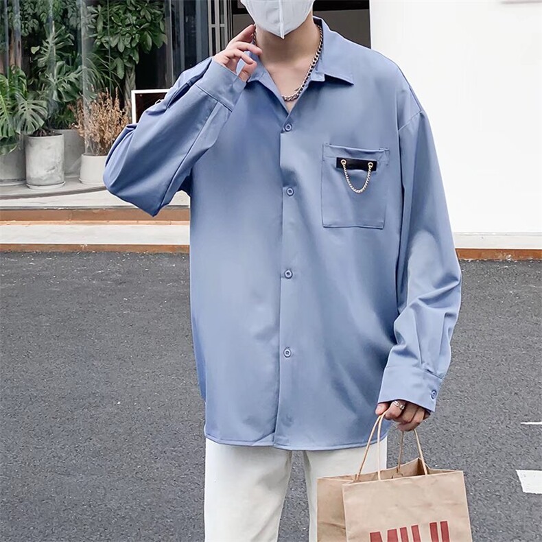 长袖衬衫男港风日系春季韩版潮流帅气衬衣C0530P32,男装衬衫,星座1116-2