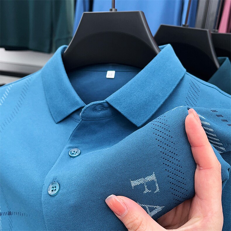 纯色长袖t恤男士春秋季潮牌2023新款商务翻领打底polo衫上衣服T恤,男装Polo衫,电商B212（原钱塘6029）
