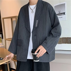 抖音品质春男西装一粒扣字母刺绣条纹西服外套JK3504P65，男装夹克，星座1013-1