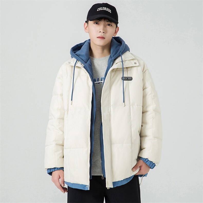 连帽假两件棉衣男冬季棉服贴标休闲棉袄潮流外套A266-WMY2311-P75图片