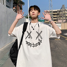 不断货纯棉重磅潮牌潮流青少年宽松圆领短袖T恤B219-Y235-P25，男装T恤，电商B219