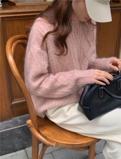 麻花毛衣女秋冬季宽松复古温柔软糯针织外穿内搭打底衫，女装羊毛衫，思途羊绒
