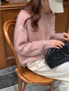 麻花毛衣女秋冬季宽松复古温柔软糯针织外穿内搭打底衫图片