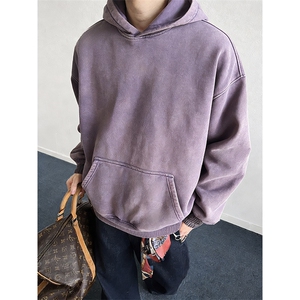 得物抖音高品质二开 26春装重磅做旧炒雪花纯色连帽水洗卫衣 CM16图片