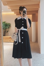 12号出货2020夏季单排扣连衣裙（原8605）225-1925（），女装连衣裙，浙宝225
