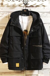 2021春秋季新款大码日系男休闲多口袋工装外套连帽夹克J969-P80图片