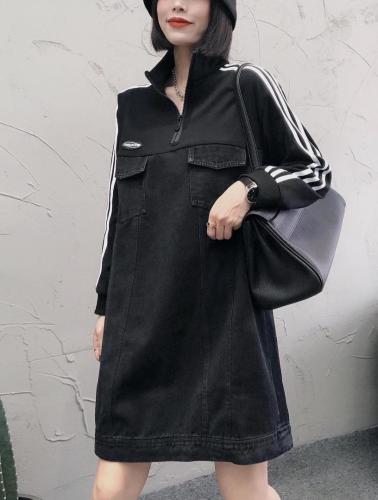 DG825韩版时尚拼牛仔连衣裙,女装连衣裙,L·H·X