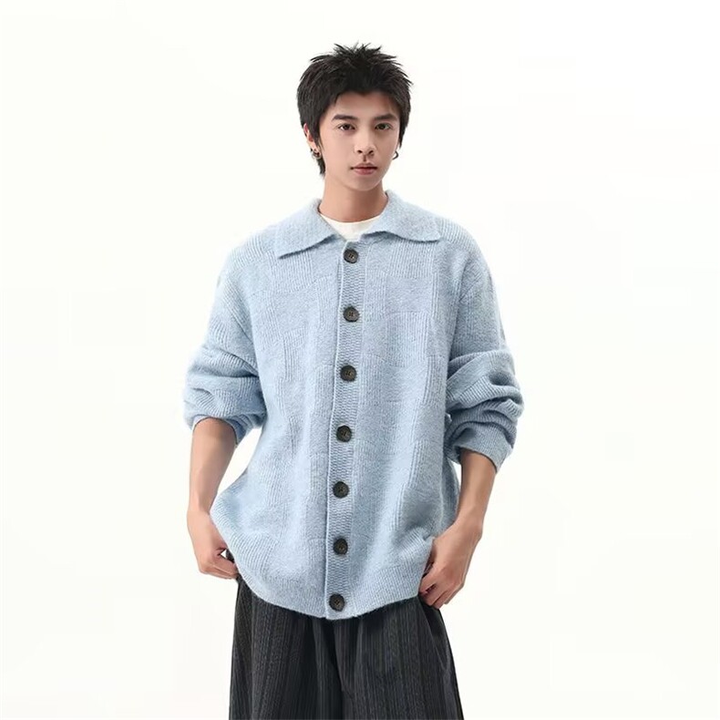 日系复古翻领毛衣外套男女宽松慵懒显瘦开衫上衣914-4-M5808P60,男装针织衫/毛衣,星座914-4
