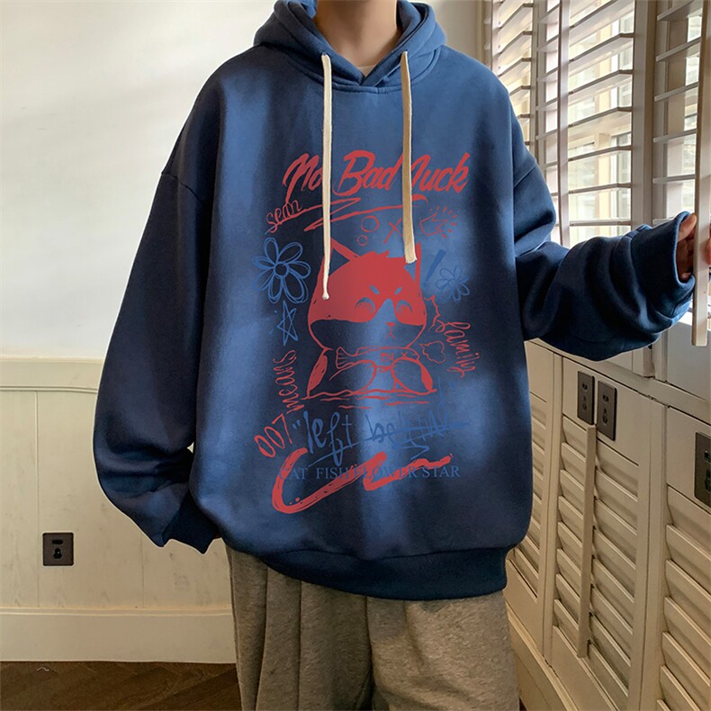 纯棉连帽卫衣男大码运动帽衫宽松薄WY2226-P35加绒款-P40,男装卫衣,电商A040