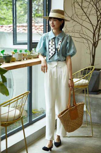 现货夏季新品泡泡灯笼袖衬衫，女装衬衫，OL