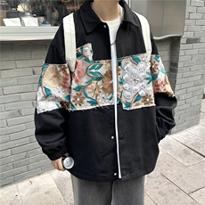 12024秋季新款港风休闲宽松外套男潮拼接翻领夹克7568P85控118，男装夹克，星座226-2