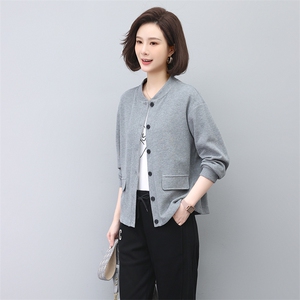 卫衣开衫外套女春秋2025年新款大码宽松显瘦中年妈妈薄款休闲上衣图片