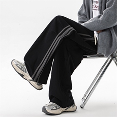 M-8XL春季三条杠裤子大码条纹卫裤休闲裤直筒阔腿长裤KZ1935/P60，男装休闲裤，电商B238