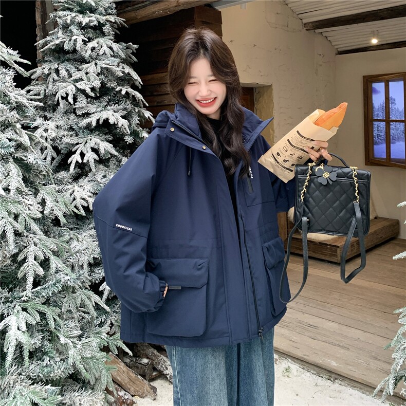 韩系工装风连帽派克服女2025冬季新款休闲宽松百搭小个子保暖棉服,女装棉衣/棉服,2C218