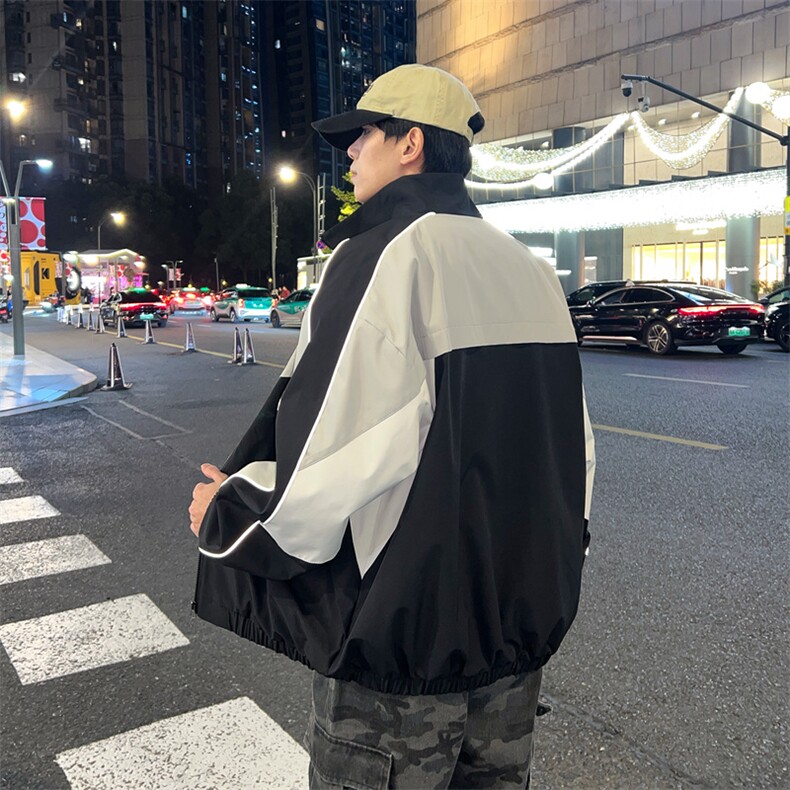 复古撞色拼接立领冲锋衣外套男开衫外套夹克棒球服JK01577-P68,男装夹克,星座308B-2