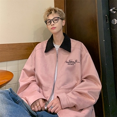 港风刺绣宽松麂皮翻领夹克秋冬外套JK002-P75，男装夹克，电商A132（原电商B245）