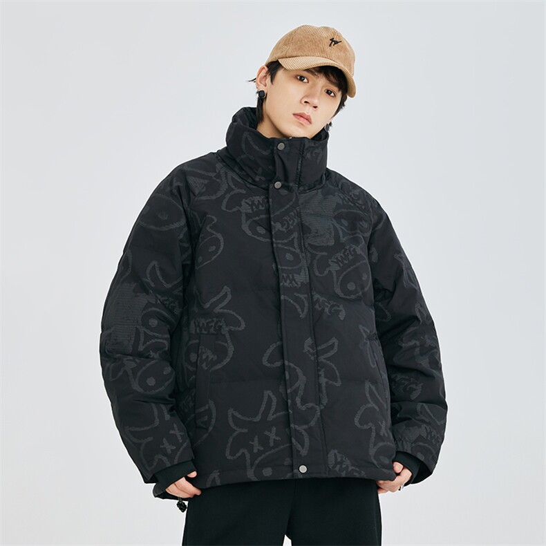冬季90白鸭绒印花港风潮牌立领羽绒服A305-3776-P180控249,男装羽绒服,电商B306