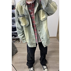 美式高街做旧水洗口袋可拆卸牛仔夹克男复古潮牌外套LJK89333-P62，男装工装外套，星座1008