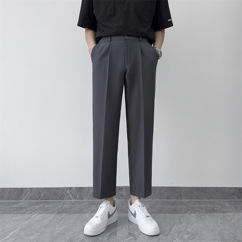 男装垂感商务西裤2025年春秋青年时尚中腰直筒九分裤男士K99，男装西裤，星座1116A-2（原606A-1）