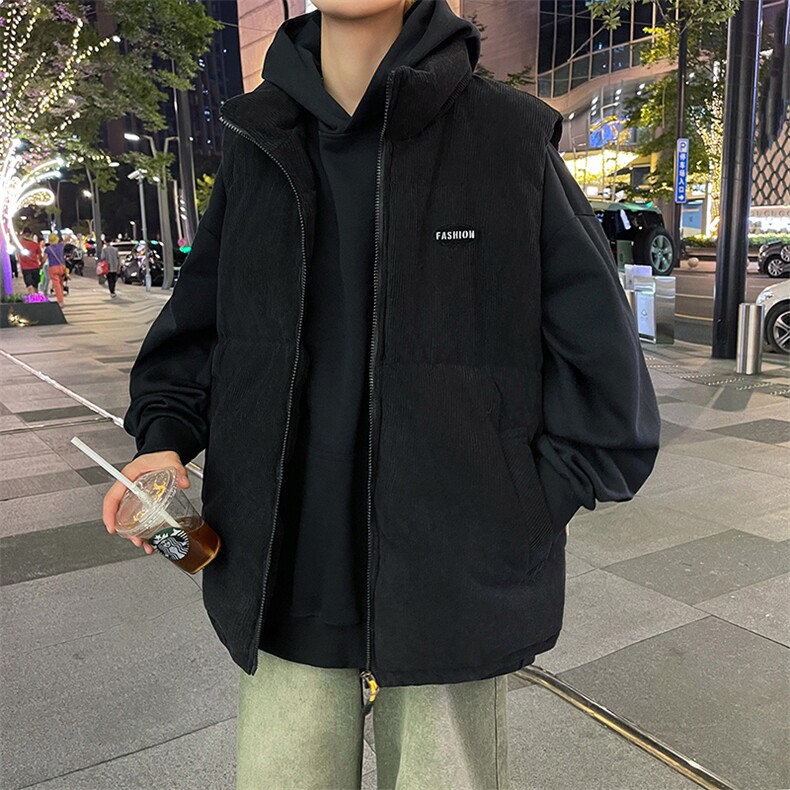 秋冬季港风灯芯绒棉衣马甲潮流宽松加厚保暖潮流棉服男BYM05P65,男装棉衣,电商A086
