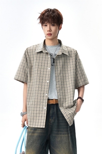 2026夏季新款格子港风短袖衬衫外套男CD6402-特P29建议零售价68图片