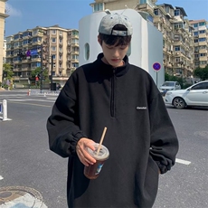 半拉链卫衣男ins潮痞帅炸街加绒外套宽松bf慵懒风上衣服WY722-P35，女装短外套，星座1008-1