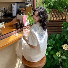 万针全刺绣解构设计260克重磅双纱纯棉高品质美式高街短袖T恤特35，男装T恤，电商A486