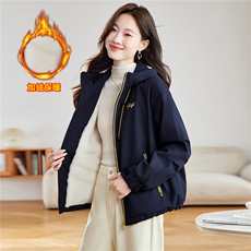 时尚撞色加绒保暖派克服外套女2025秋冬爆款超好看小个子百搭棉服，女装棉衣/棉服，慕咨