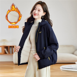 时尚撞色加绒保暖派克服外套女2025秋冬爆款超好看小个子百搭棉服图片