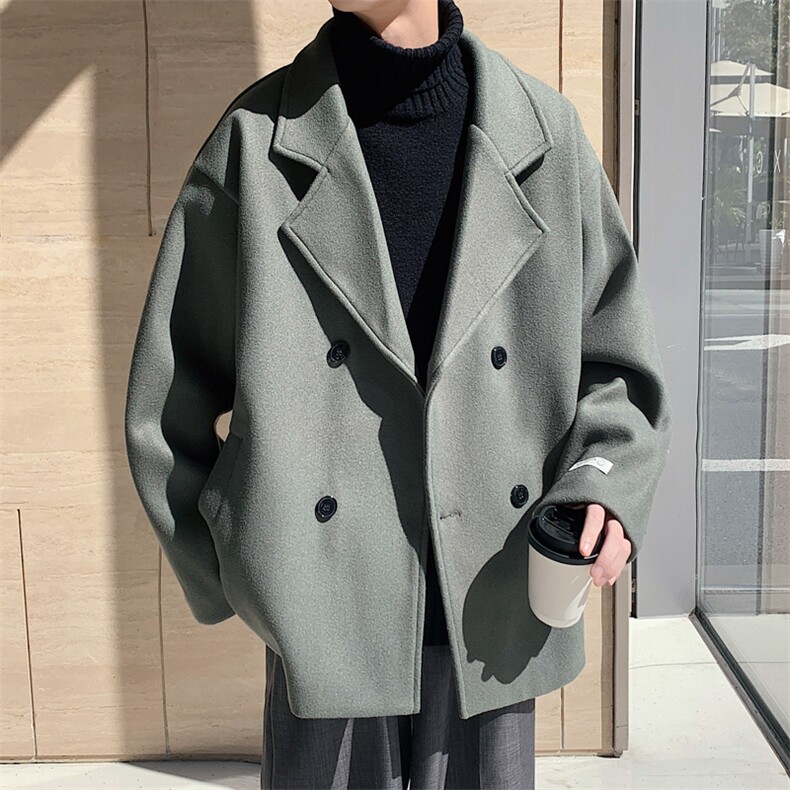 加棉加厚双排扣短款毛呢大衣外套潮504-F07-P85（加棉P95控138）,男装毛呢大衣,星座504