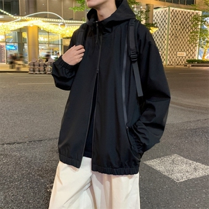 冲锋衣连帽夹克男宽松落肩纯色上衣外套DSA157B-J208-P60图片