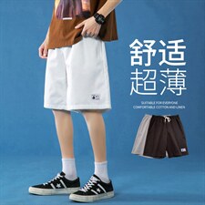 K201P25蓝底百搭休闲潮流蝴蝶印花港风五分裤学生情侣沙滩裤夏，男装休闲裤，电商A050