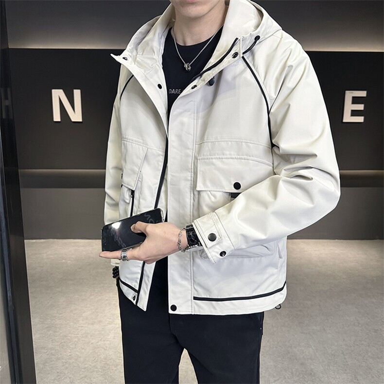 春秋连帽休闲宽松百搭工装多口袋男装夹克8817-P105,男装夹克,星座703-1