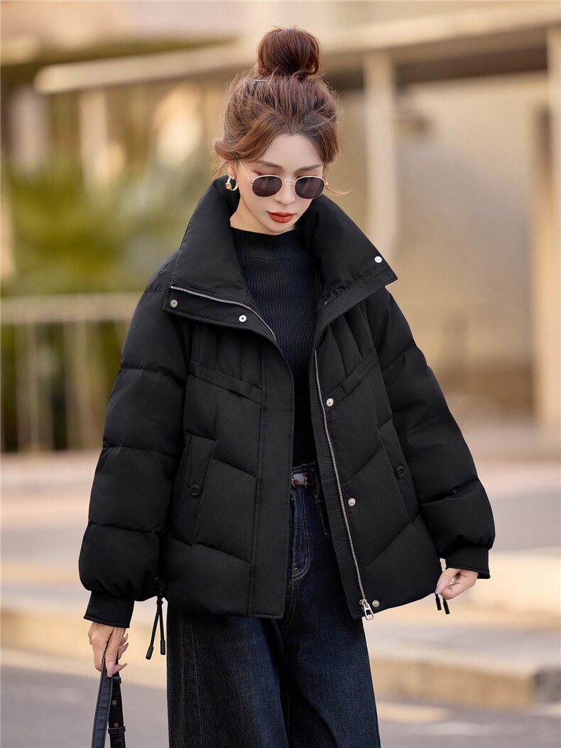 常规立领白鸭绒羽绒服女2025冬季新款休闲宽松百搭加厚保暖,女装羽绒服,余墨