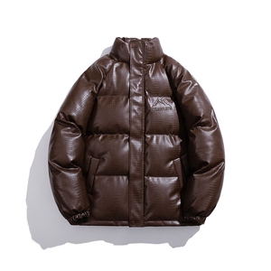 白底鳄鱼纹钢印字母设计棉衣大码潮流休闲棉衣男MY77728P128控168图片