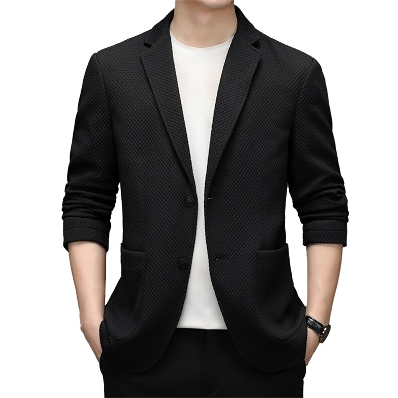 中老年2023年翻领上衣单排扣春季口袋长袖时尚西服SL82156,男装西服,钱塘6003（原4033）