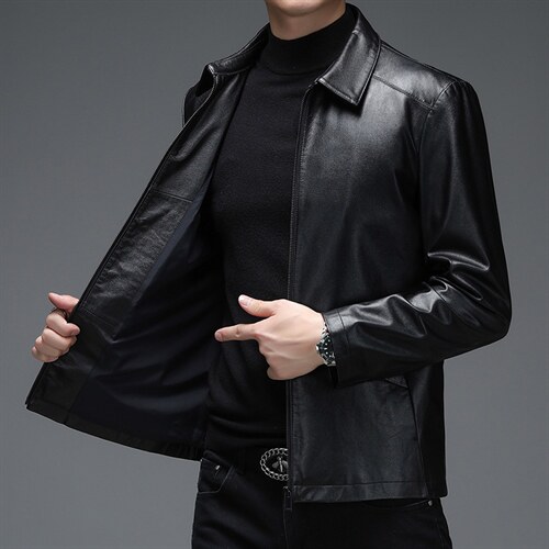 WL-Y605男式2023秋季新款翻领头层牛皮皮衣男P750，男装皮衣，电商B360