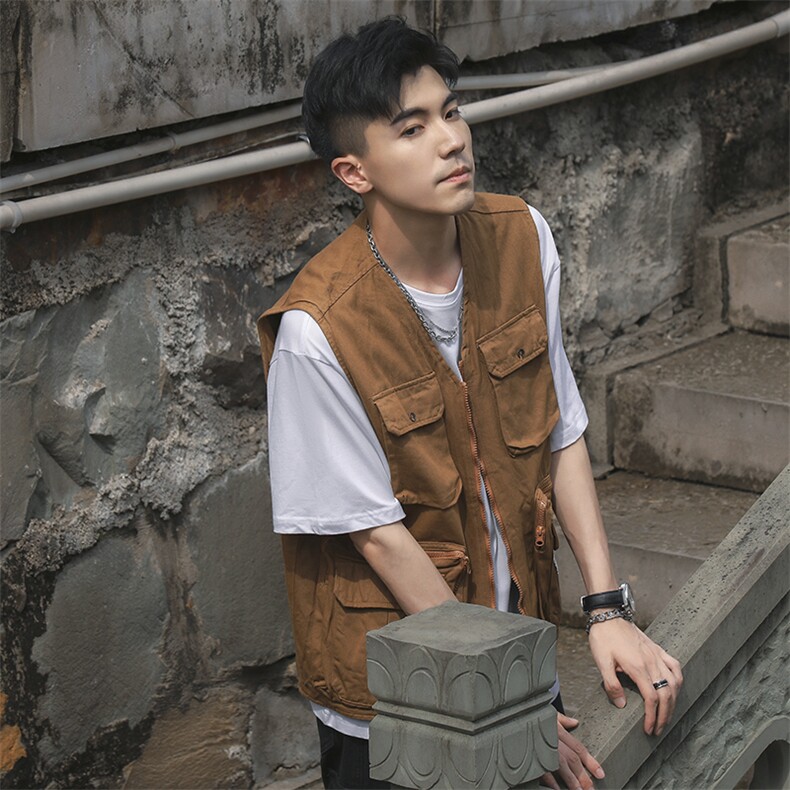 日系美式大口袋水洗马甲潮牌嘻哈背心C309B-MJ55-P65-X85，男装背心/马甲，电商C309B