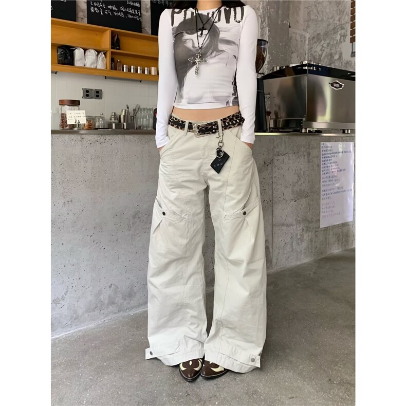 美式复古褶皱工装裤男女ins高街宽松直筒休闲阔腿裤子LS50100-P56,男装工装外套,星座1008